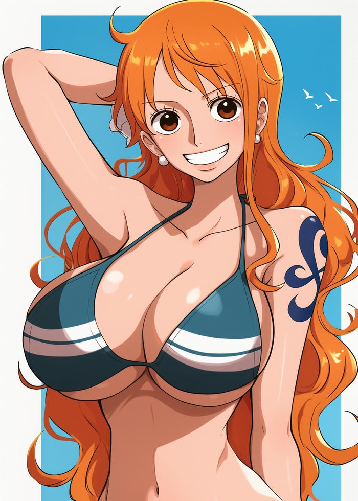 Ảnh Nami bikini với nụ cười tươi cùng ánh mắt sáng