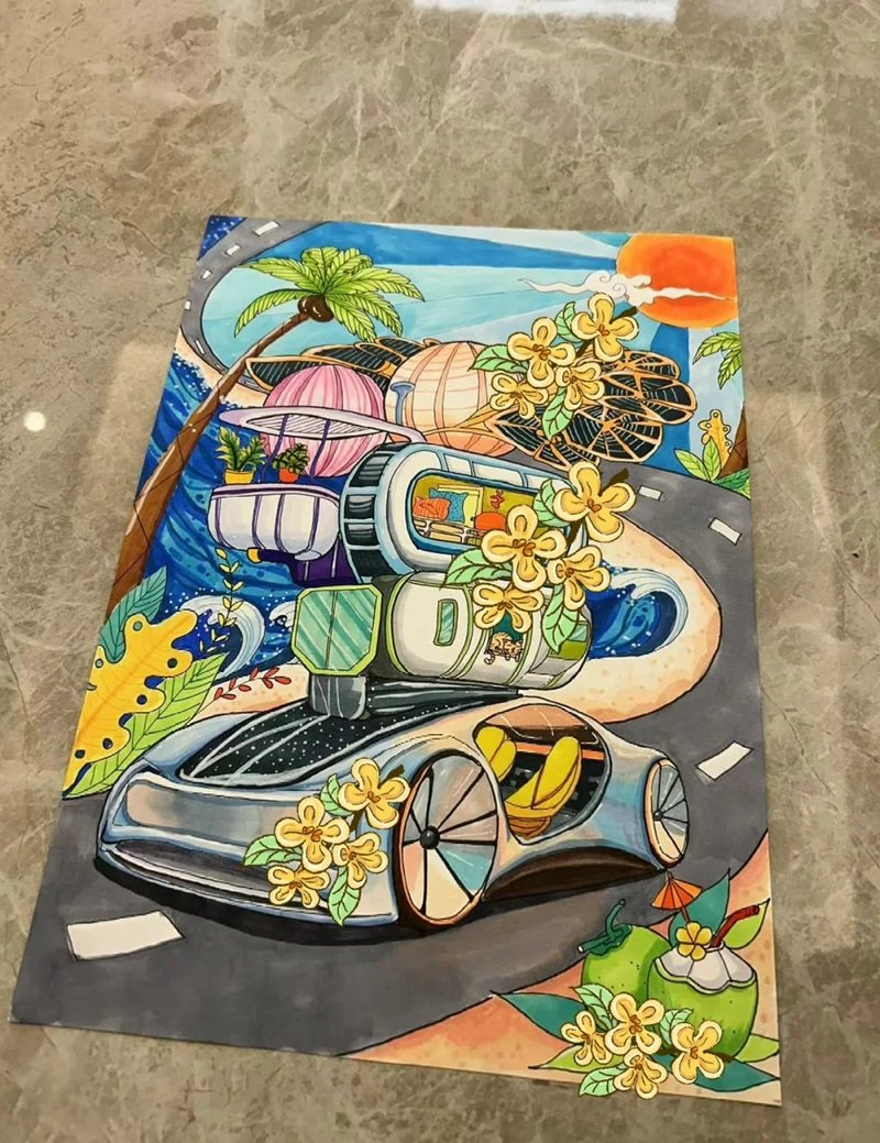 tranh vẽ chiếc ô tô mơ ước 37