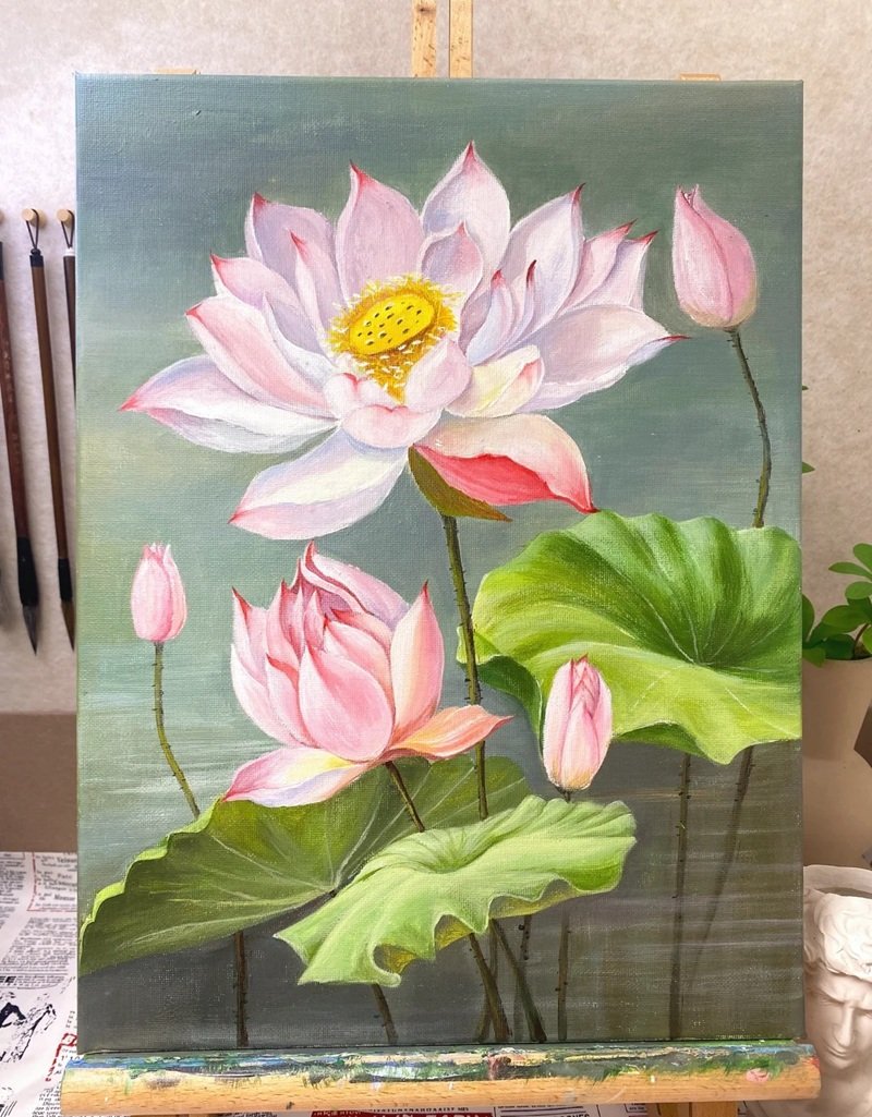 tranh vẽ hoa sen 10