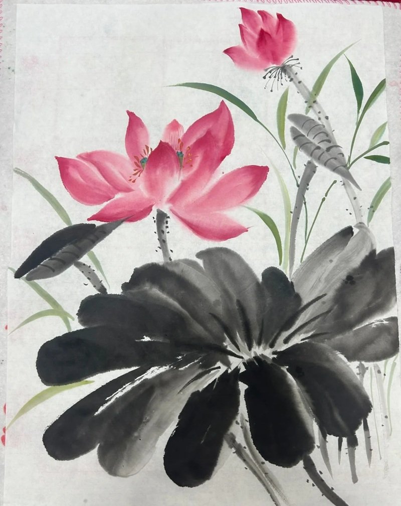 tranh vẽ hoa sen 13