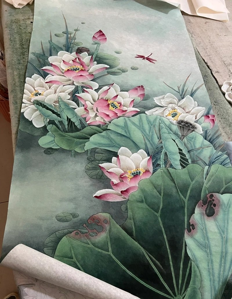 tranh vẽ hoa sen 16