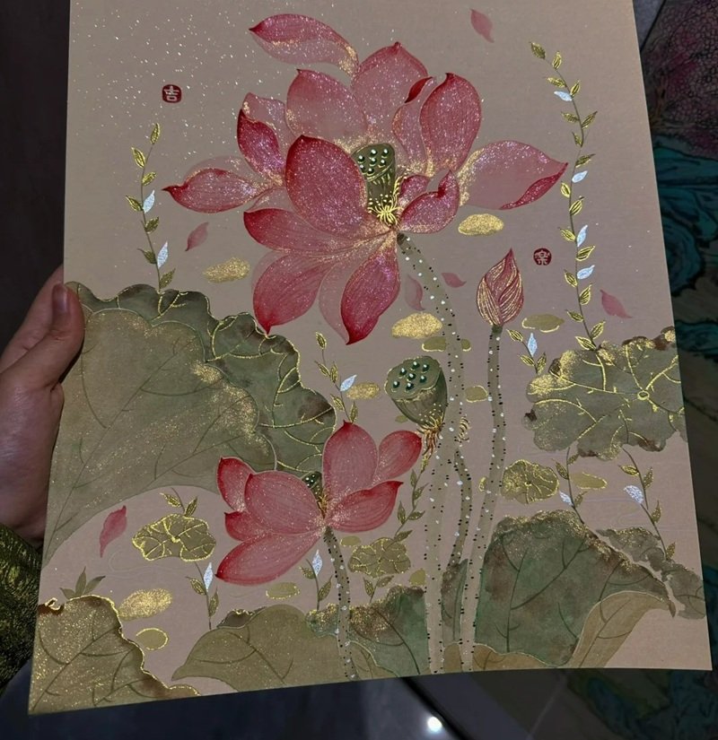 tranh vẽ hoa sen 17