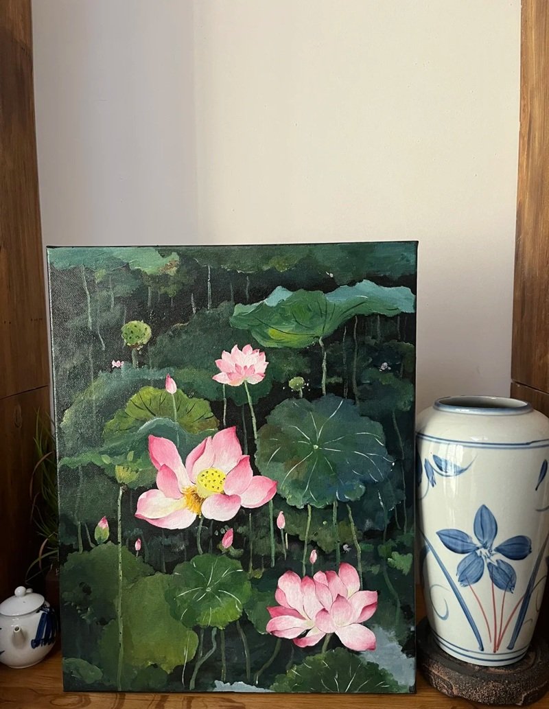 tranh vẽ hoa sen 21