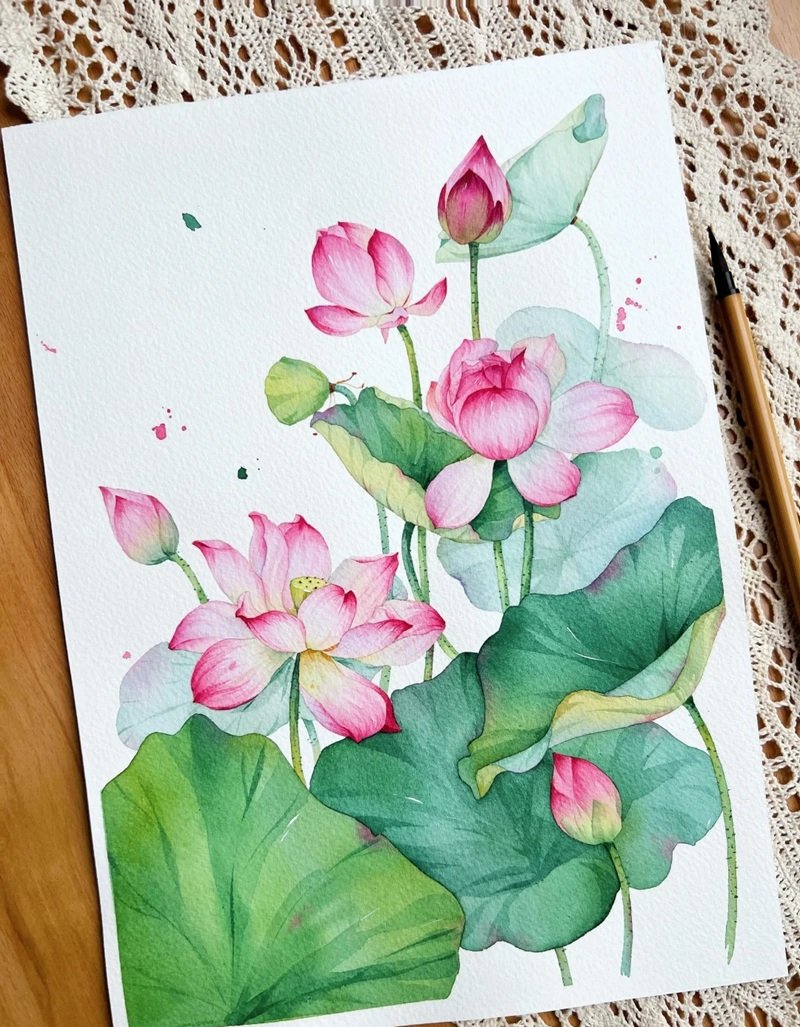 tranh vẽ hoa sen 25