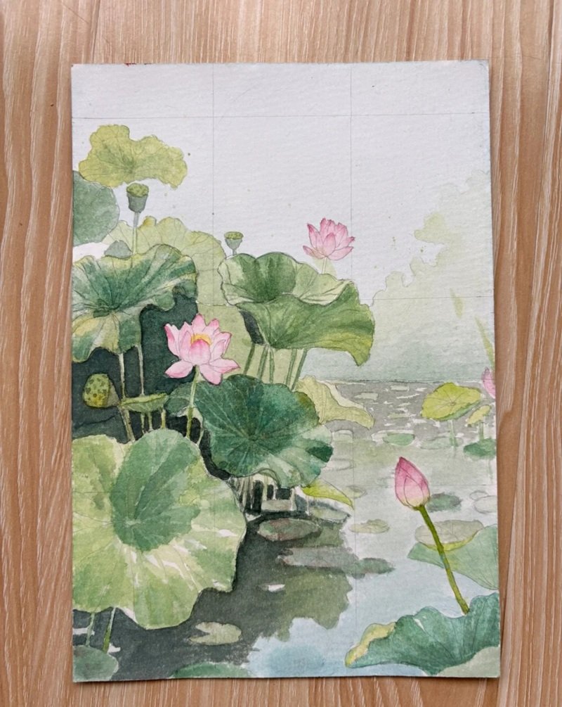 tranh vẽ hoa sen 26