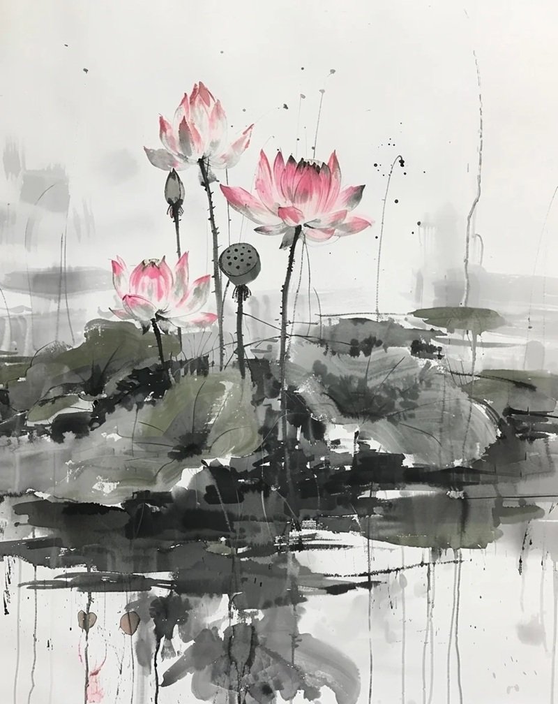 tranh vẽ hoa sen 29