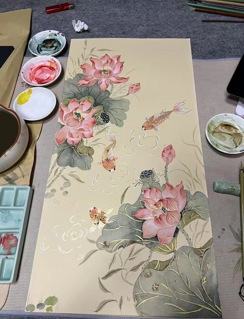 tranh vẽ hoa sen 3