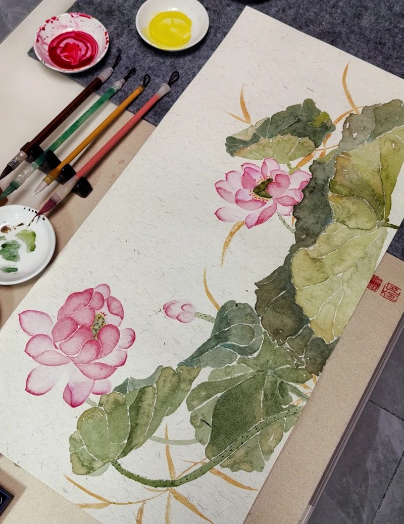 tranh vẽ hoa sen 33