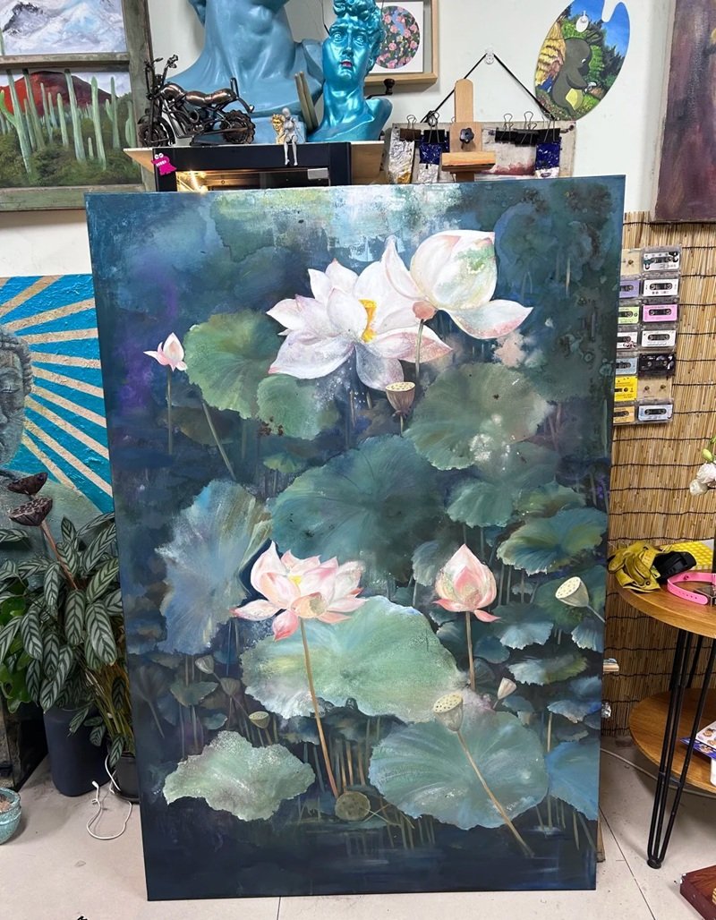 tranh vẽ hoa sen 35