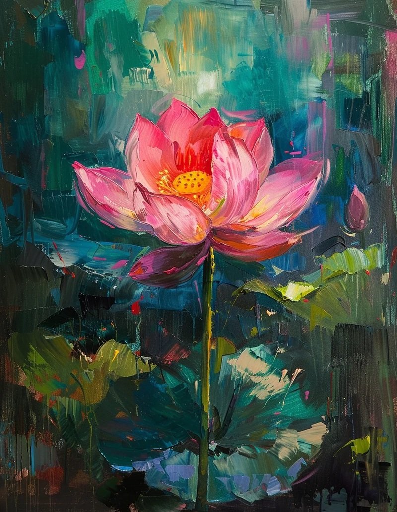 tranh vẽ hoa sen 4