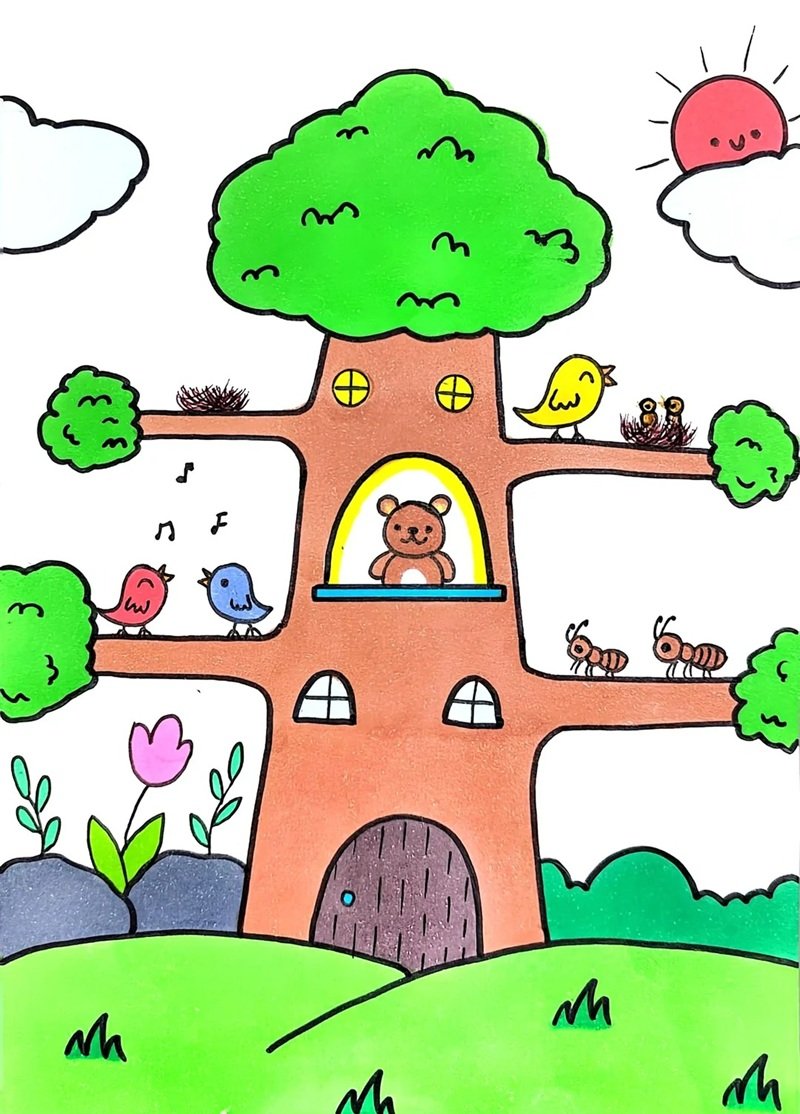 vẽ cây xanh đơn giản 1