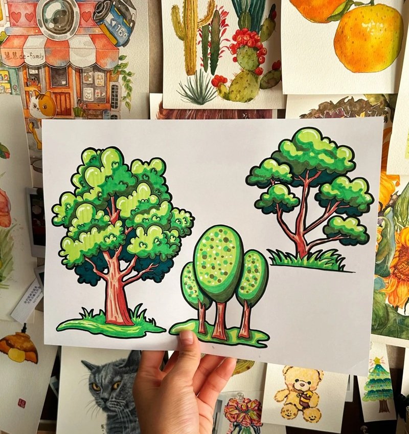 vẽ cây xanh đơn giản 22