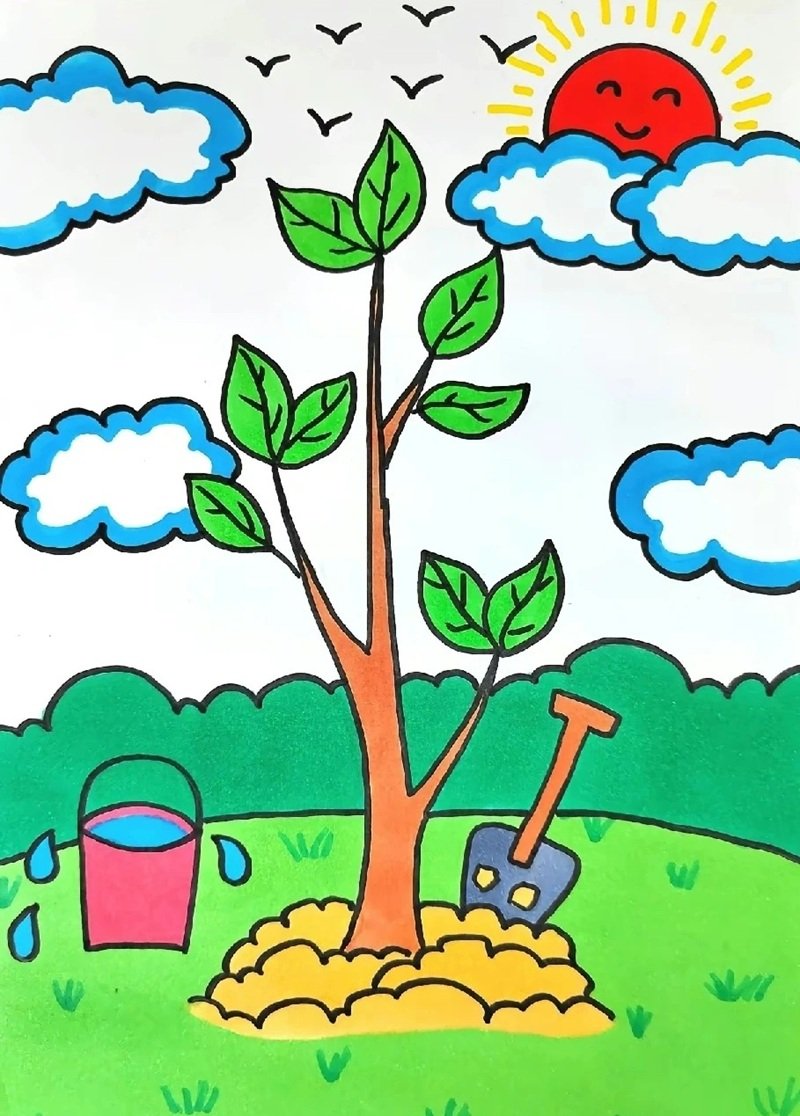 vẽ cây xanh đơn giản 38