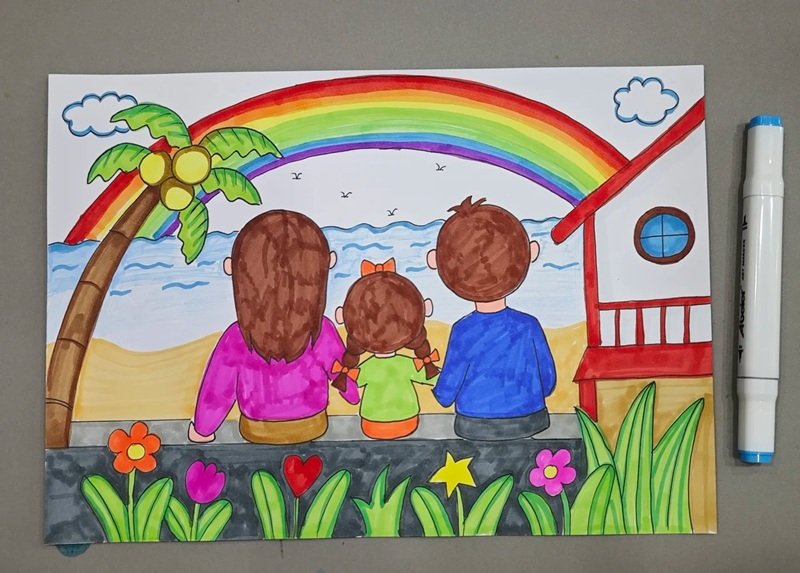 vẽ gia đình mơ ước của em 15