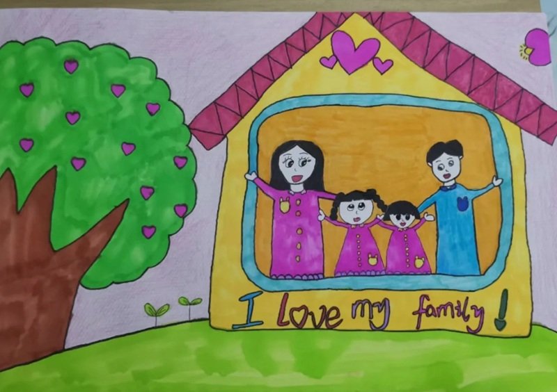 vẽ gia đình mơ ước của em 32