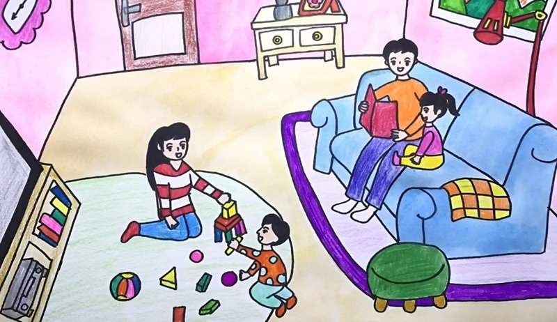 vẽ gia đình mơ ước của em 4