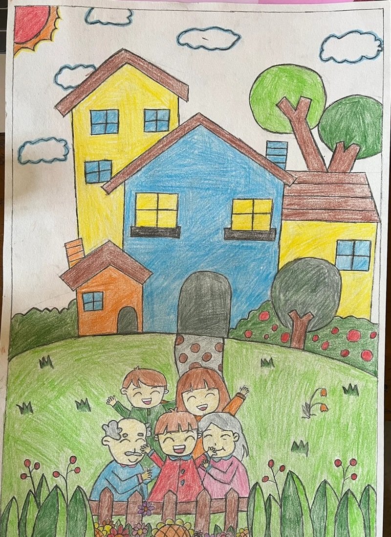 vẽ gia đình mơ ước của em 7
