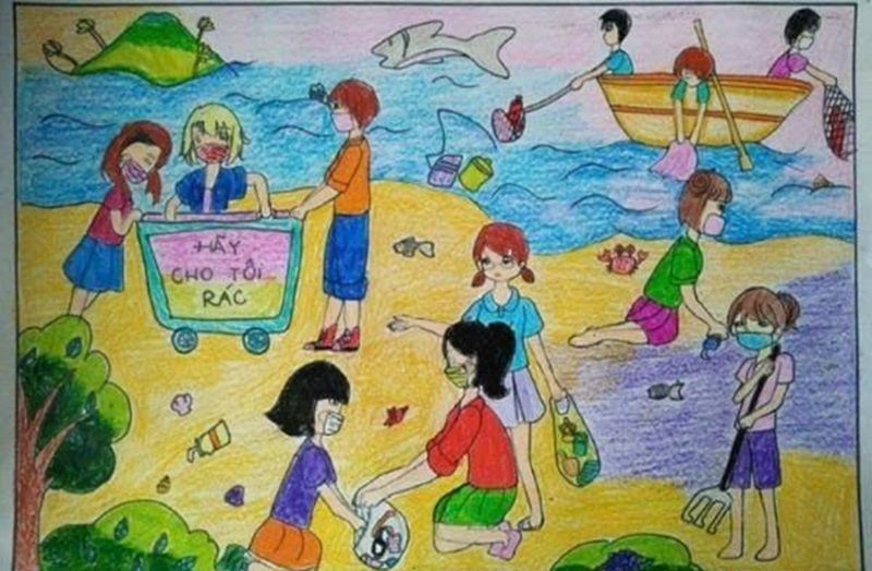 vẽ tranh bảo vệ môi trường bằng giấy a4 11