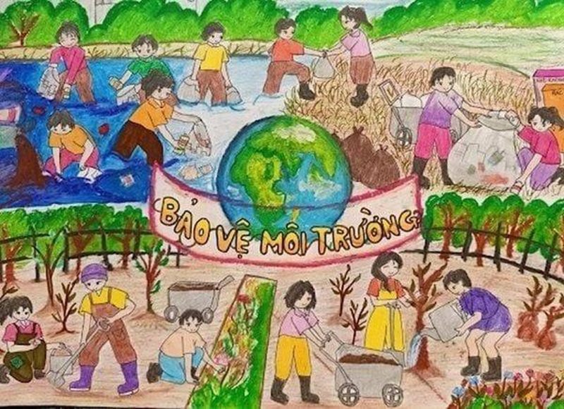 vẽ tranh bảo vệ môi trường bằng giấy a4 15
