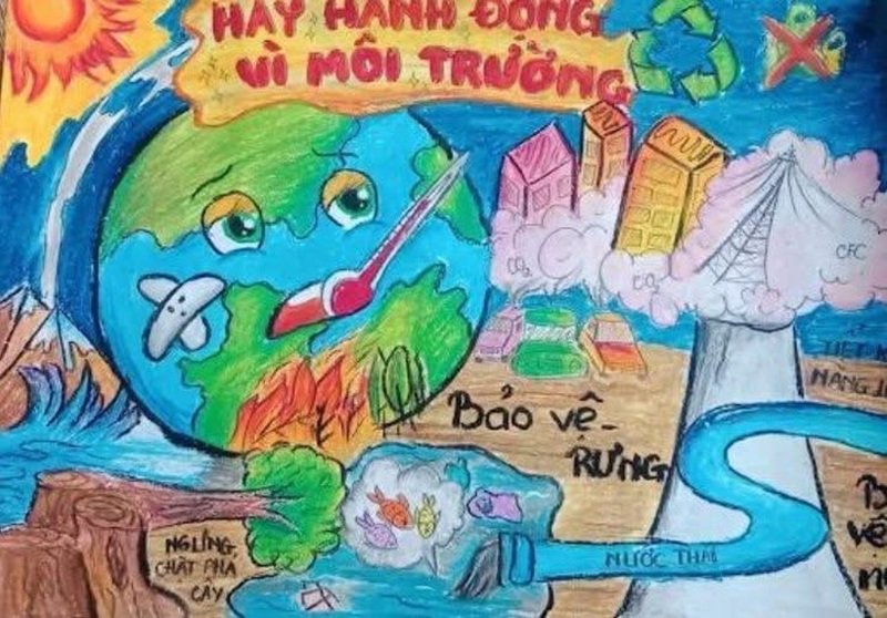 vẽ tranh bảo vệ môi trường bằng giấy a4 18