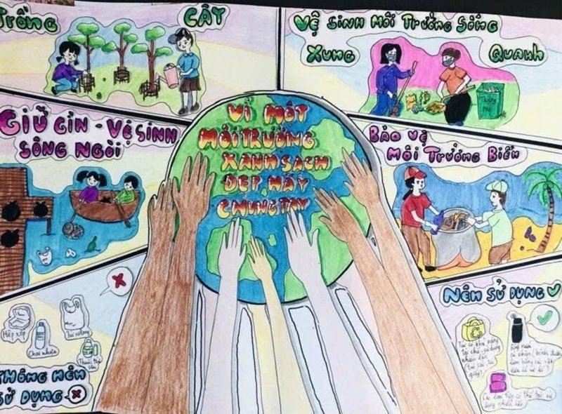 vẽ tranh bảo vệ môi trường bằng giấy a4 2