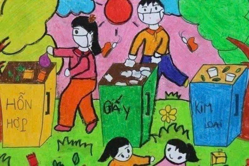 vẽ tranh bảo vệ môi trường bằng giấy a4 4