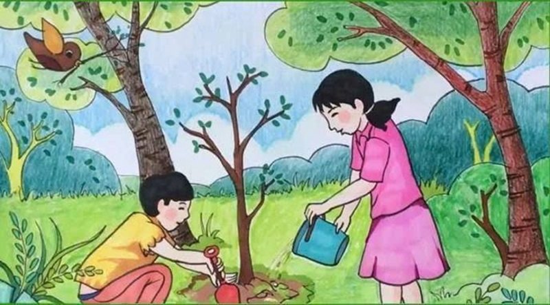 vẽ tranh bảo vệ môi trường bằng giấy a4 8