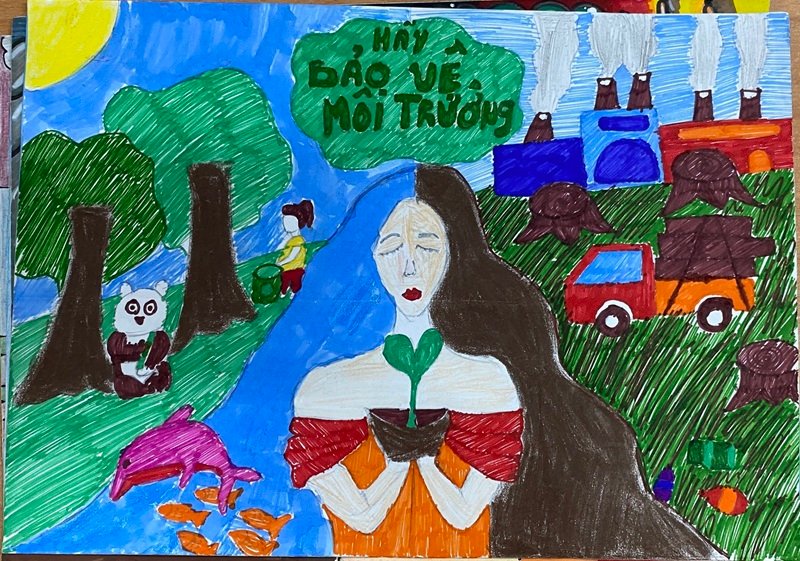 vẽ tranh bảo vệ trái đất 15