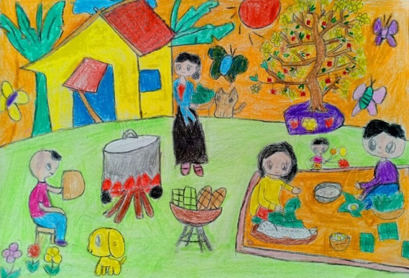 vẽ tranh đề tài cuộc sống quanh em 5