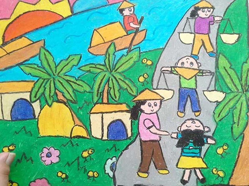 vẽ tranh đề tài cuộc sống quanh em 7