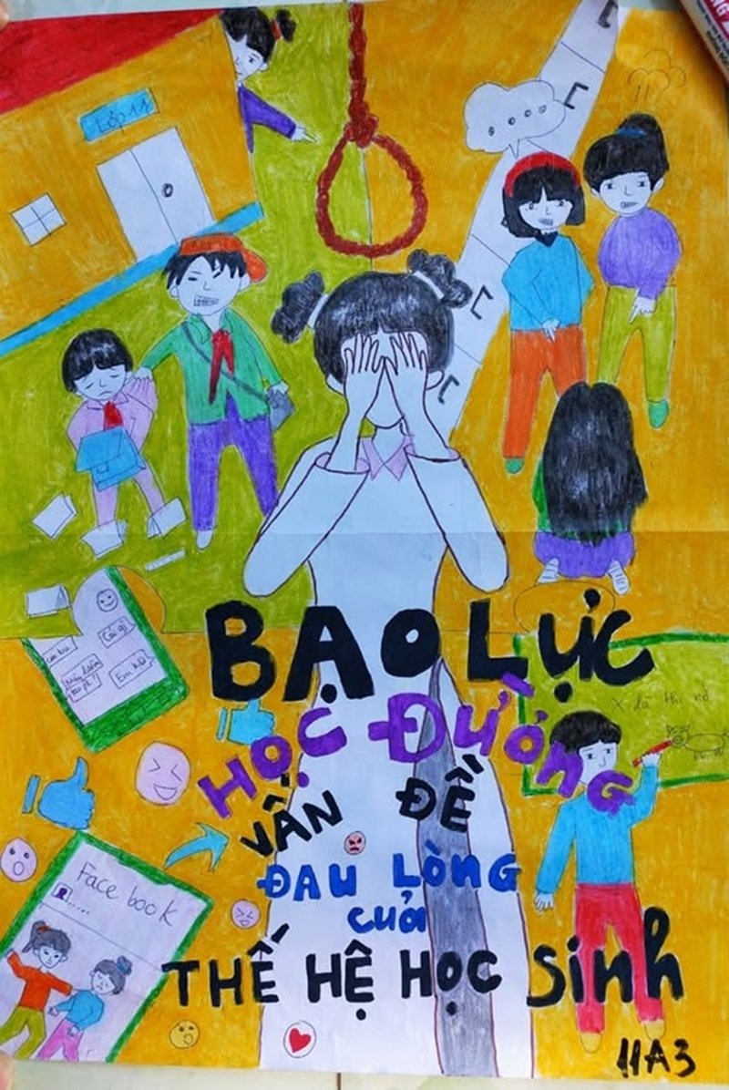 vẽ tranh nói không với bạo lực học đường 10
