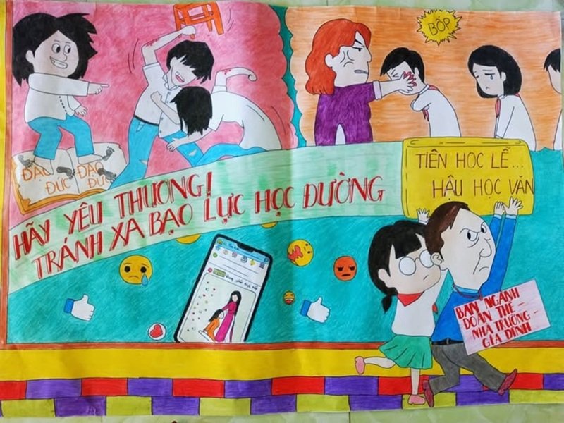 vẽ tranh nói không với bạo lực học đường 11