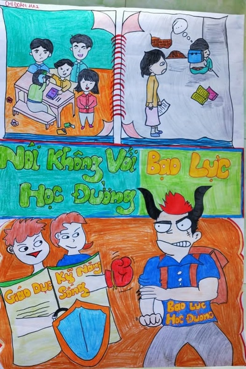 vẽ tranh nói không với bạo lực học đường 13
