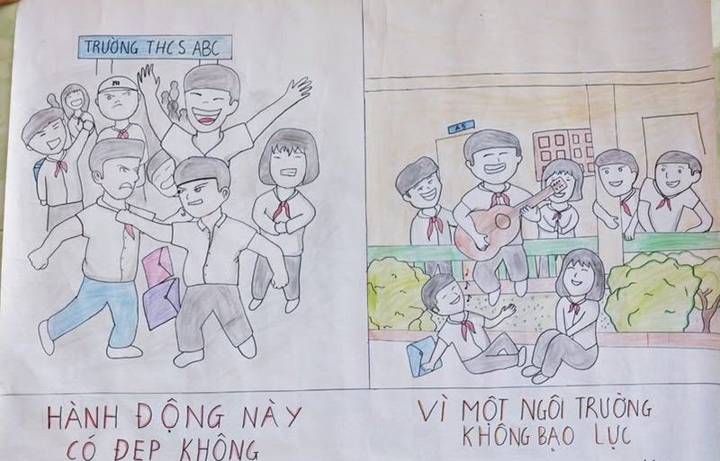 vẽ tranh nói không với bạo lực học đường 16