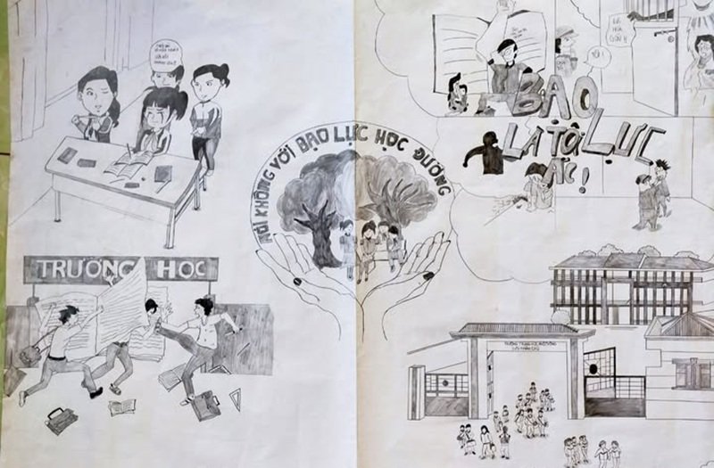 vẽ tranh nói không với bạo lực học đường 17