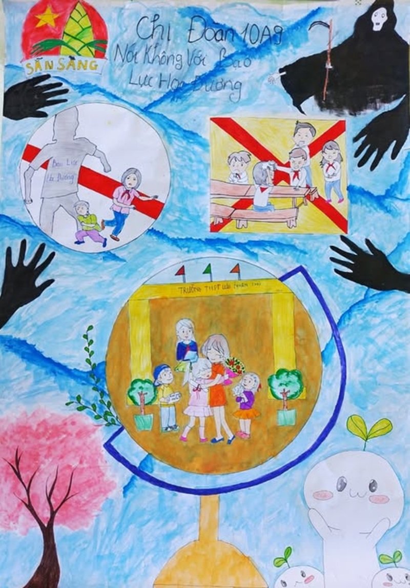 vẽ tranh nói không với bạo lực học đường 2
