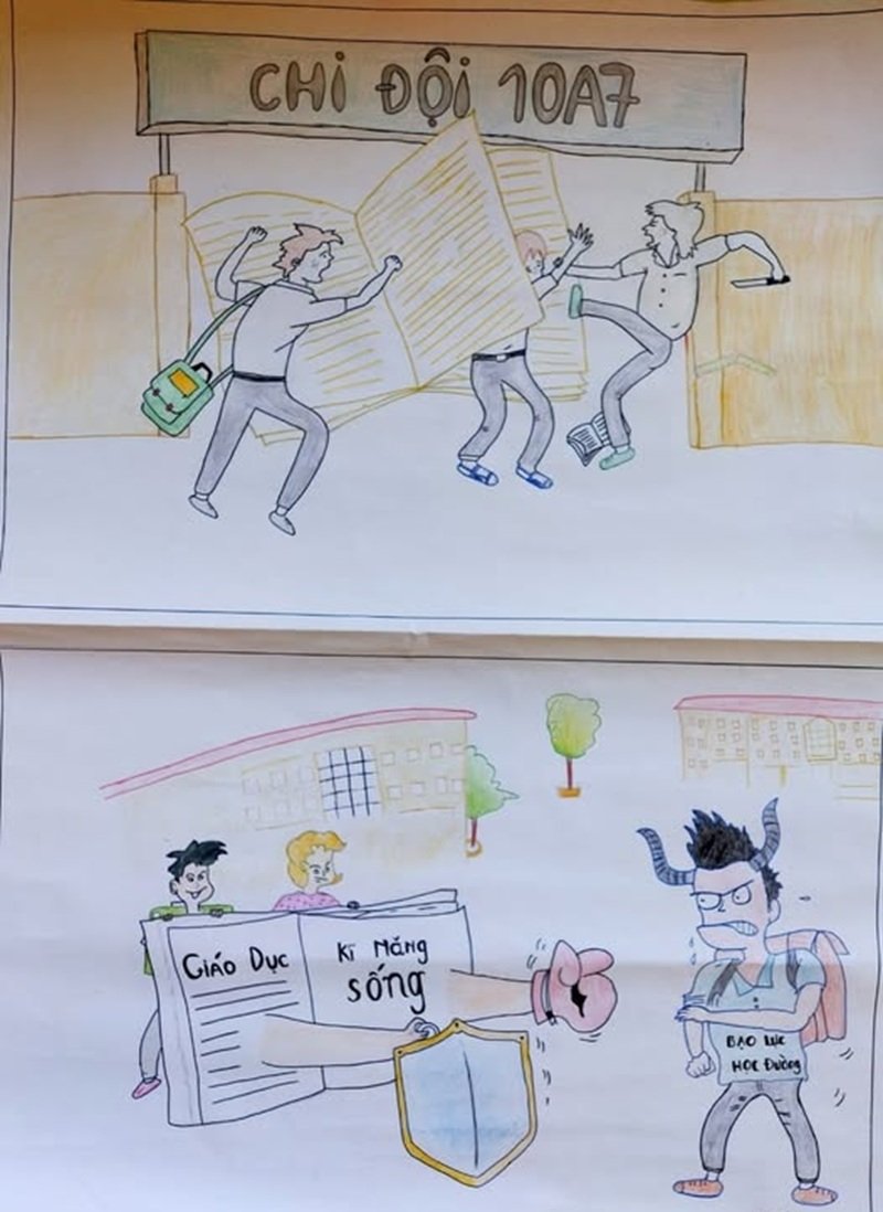 vẽ tranh nói không với bạo lực học đường 3