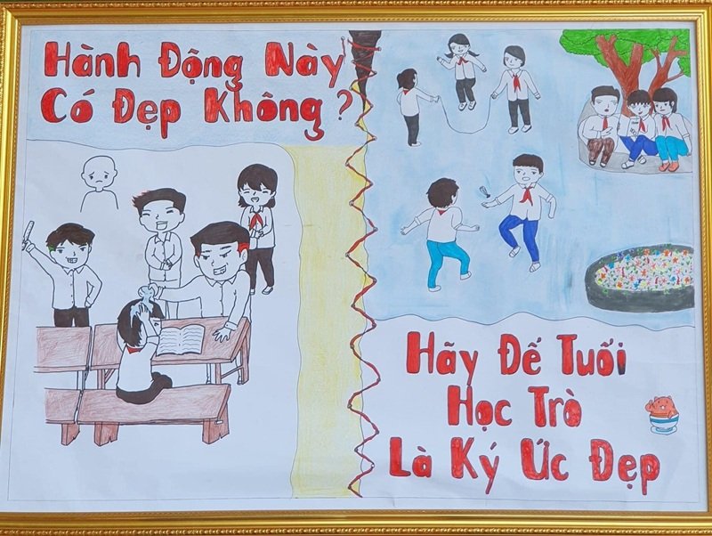 vẽ tranh nói không với bạo lực học đường 36