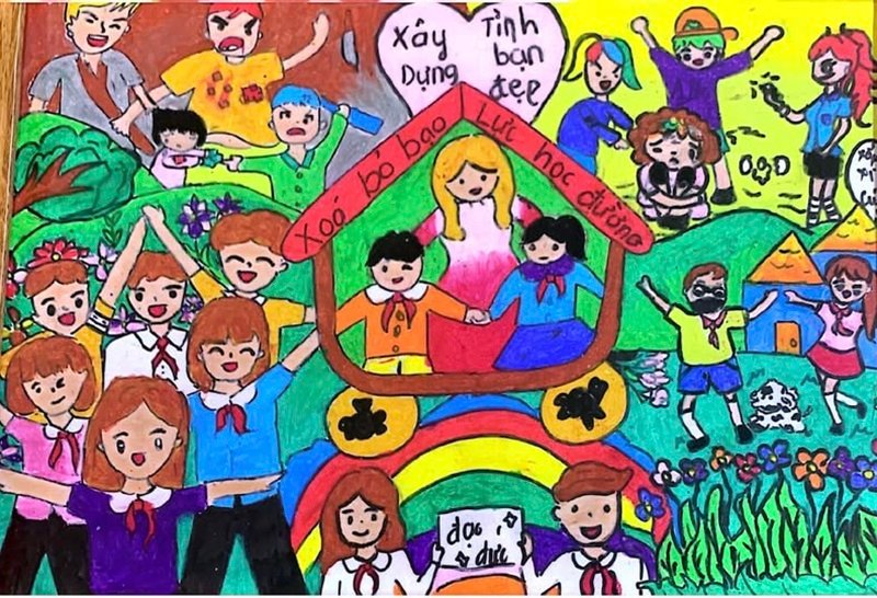 vẽ tranh nói không với bạo lực học đường 39