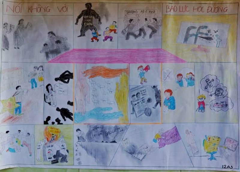 vẽ tranh nói không với bạo lực học đường 4