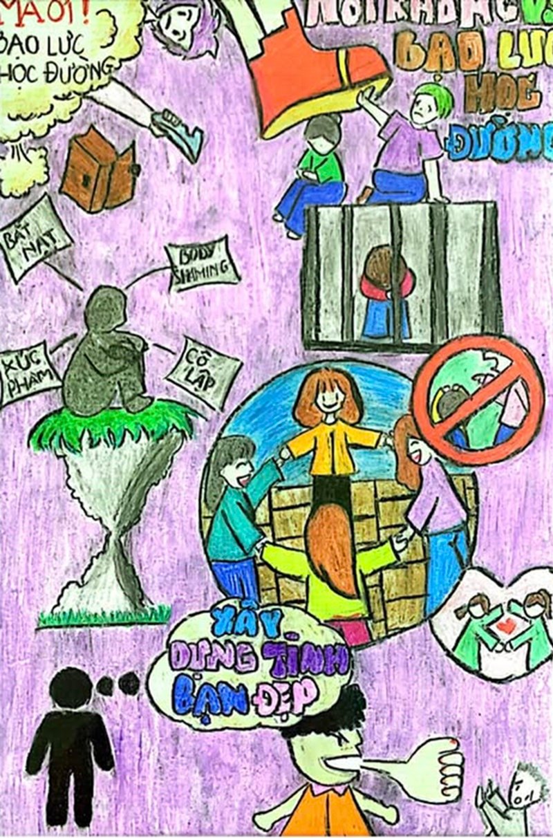 vẽ tranh nói không với bạo lực học đường 44