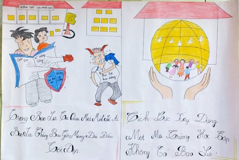 vẽ tranh nói không với bạo lực học đường 6