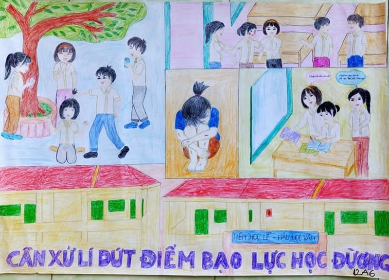 vẽ tranh nói không với bạo lực học đường 7