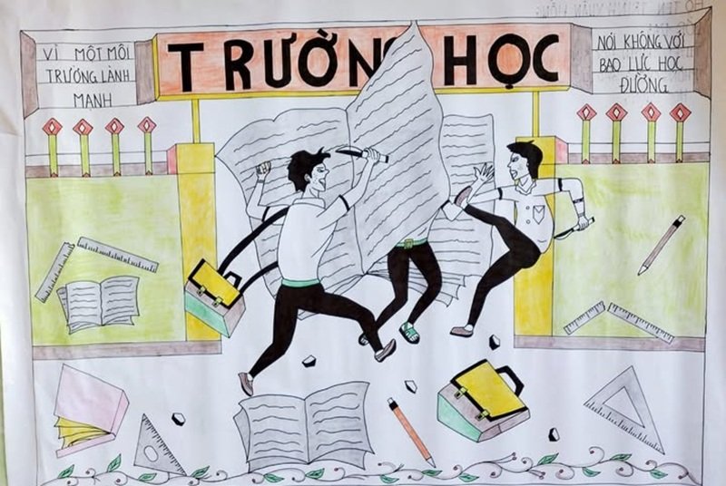 vẽ tranh nói không với bạo lực học đường 8