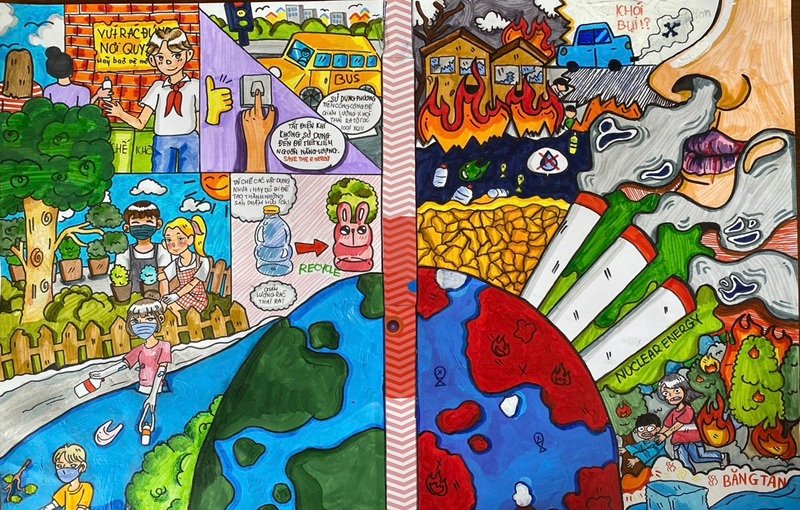 vẽ tranh phòng chống thiên tai 11