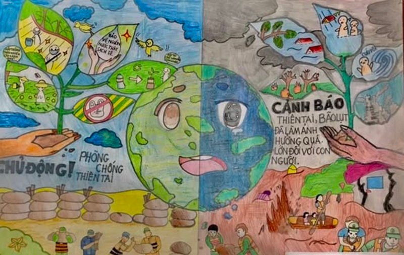 vẽ tranh phòng chống thiên tai 18