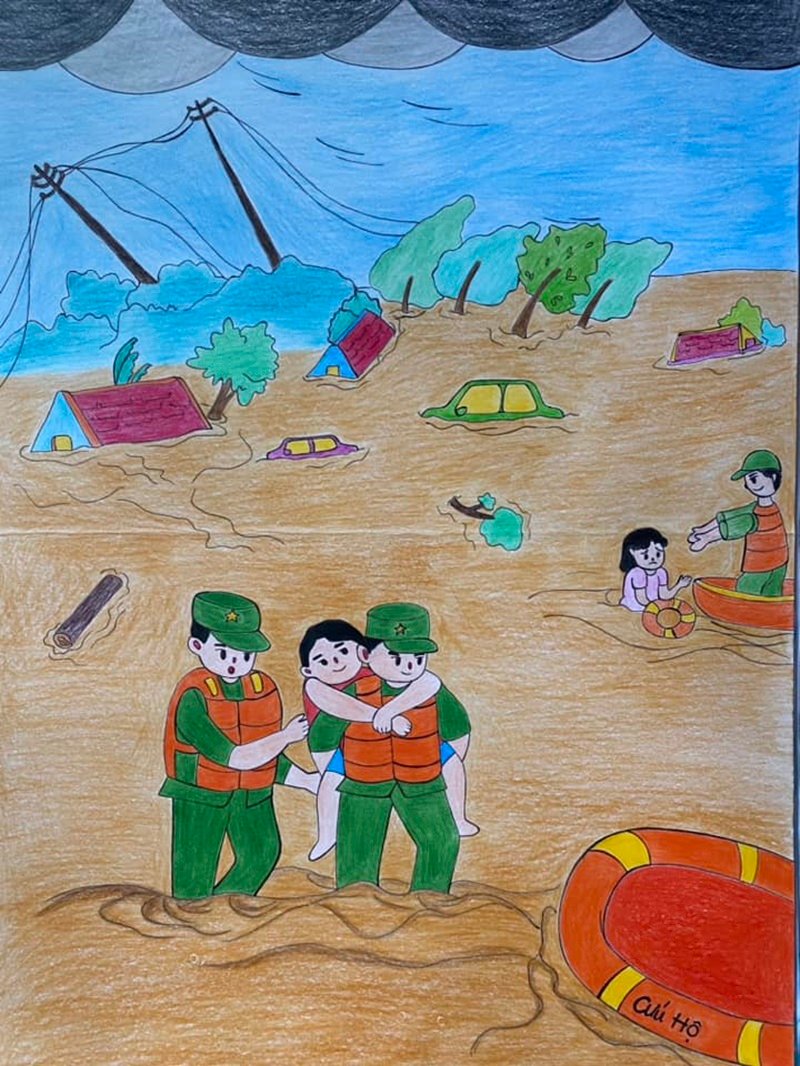 vẽ tranh phòng chống thiên tai 30