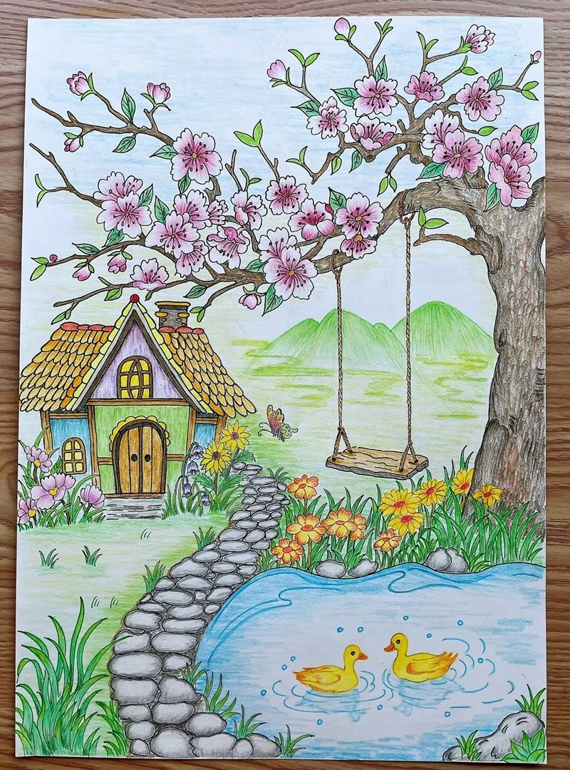 vẽ tranh ý tưởng tuổi thơ 17