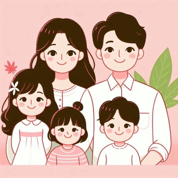 Ảnh anime gia đình 5 người ấm áp