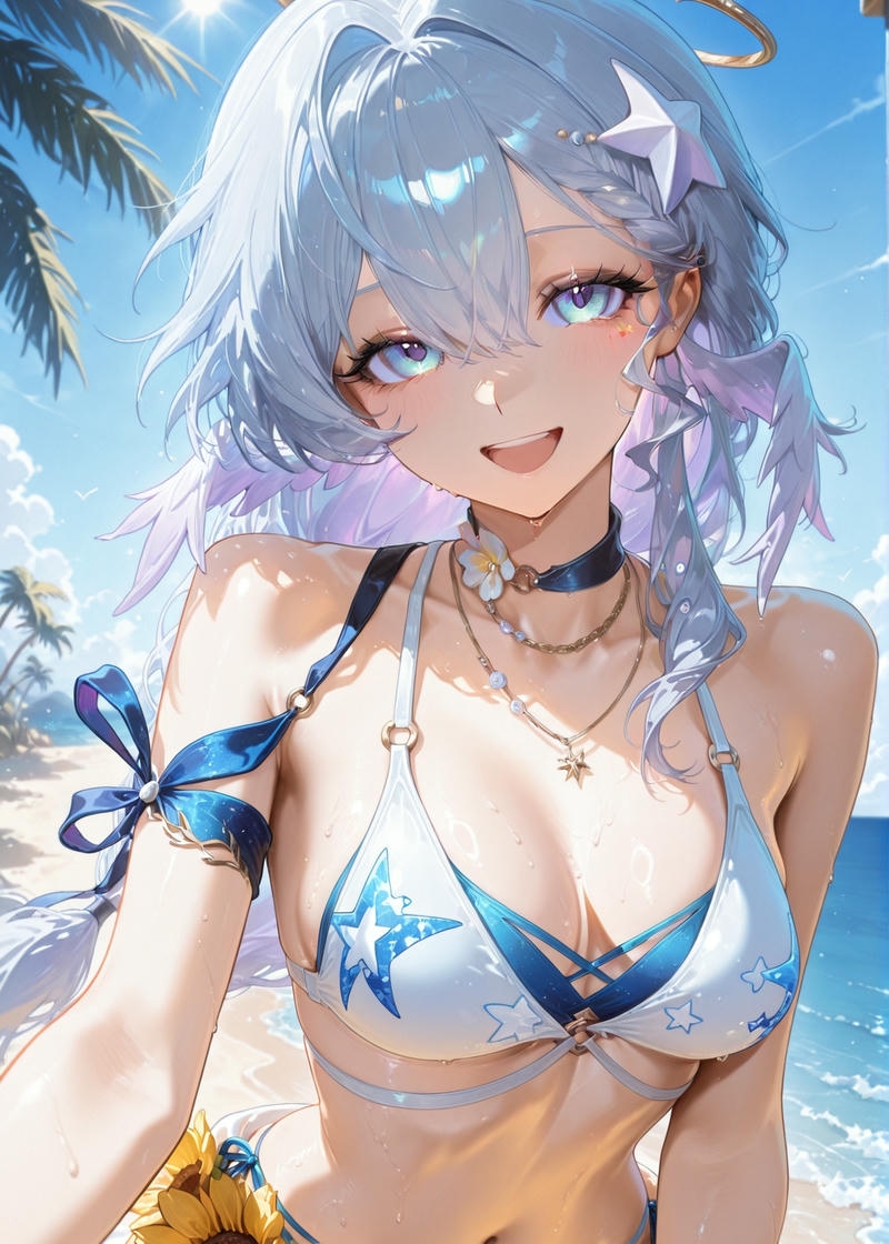 Ảnh gái anime mặc bikini rạng rỡ